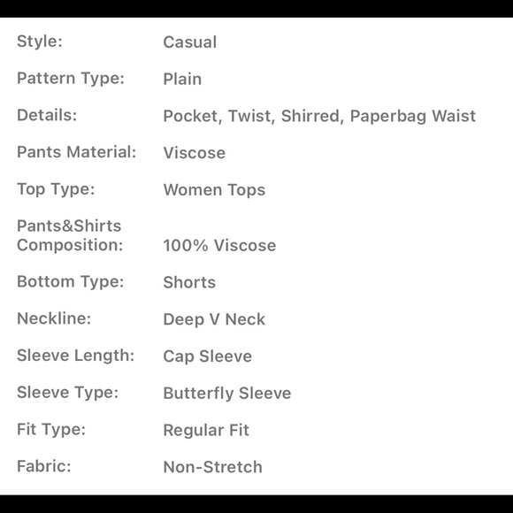 Bohemian Twist Front Butterfly Sleeve Smocked Top Shorts Set NAVY BLUE - Picture 7 of 7